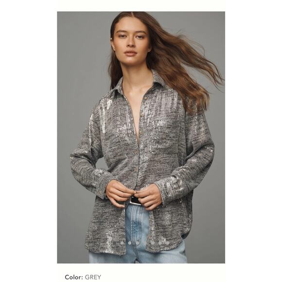 Anthropologie Tops - Anthropologie Hadley Relaxed Buttondown Shirt by Pilcro Shine Edition NWT, Sz S